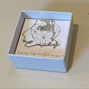 Caitlyn minimalist “emily” script necklace